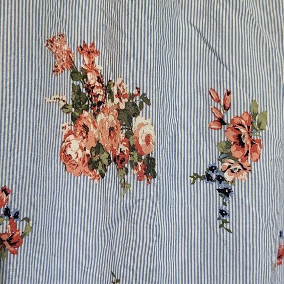 𝅺no Boundaries Off Shoulder Blue & White Striped and Floral Blouse - Picture 2 of 5